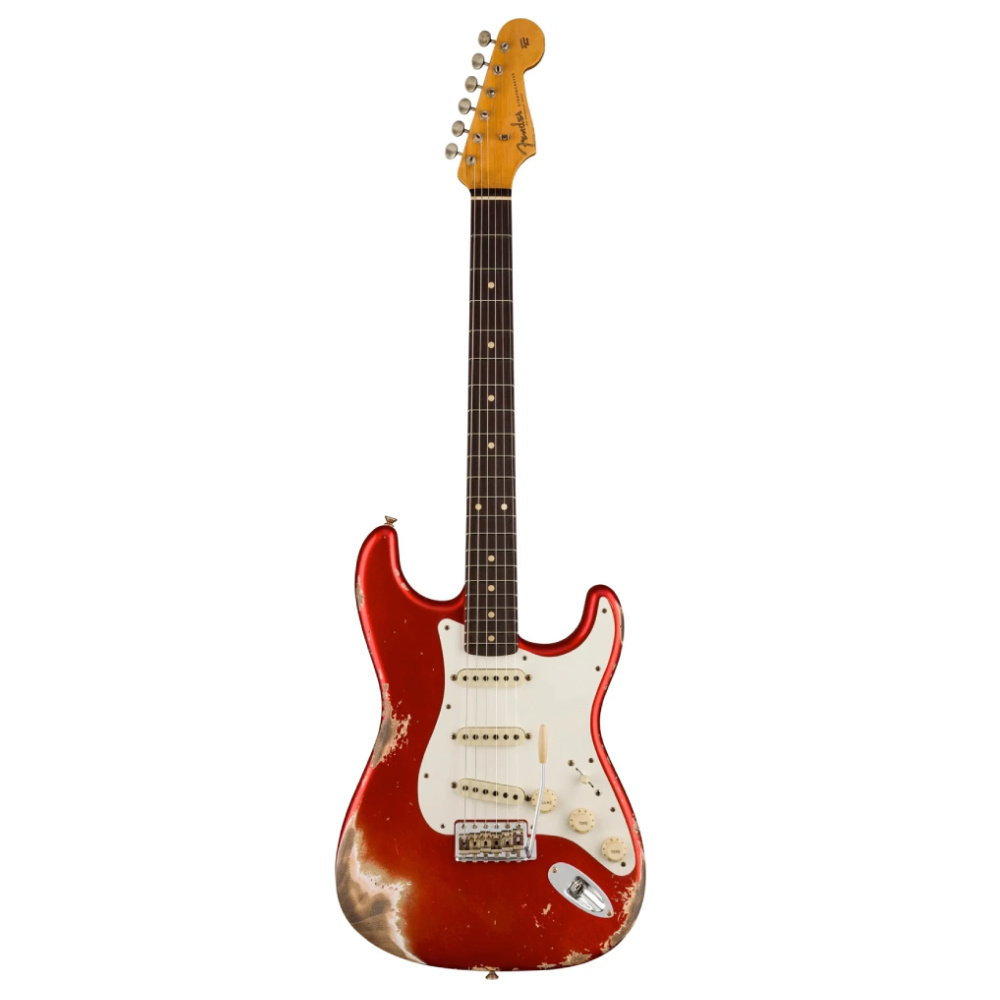 FENDER Custom Shop 1959 Stratocaster Heavy Relic Gülağacı Klavye Super Faded Aged Candy Apple Red Elektro Gitar